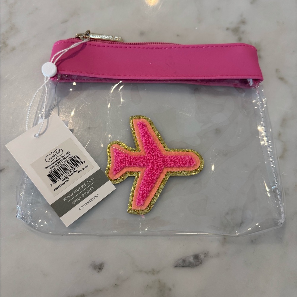 Mudpie Pink Travel Pouch with Patch, NWT, 6x7 inches
